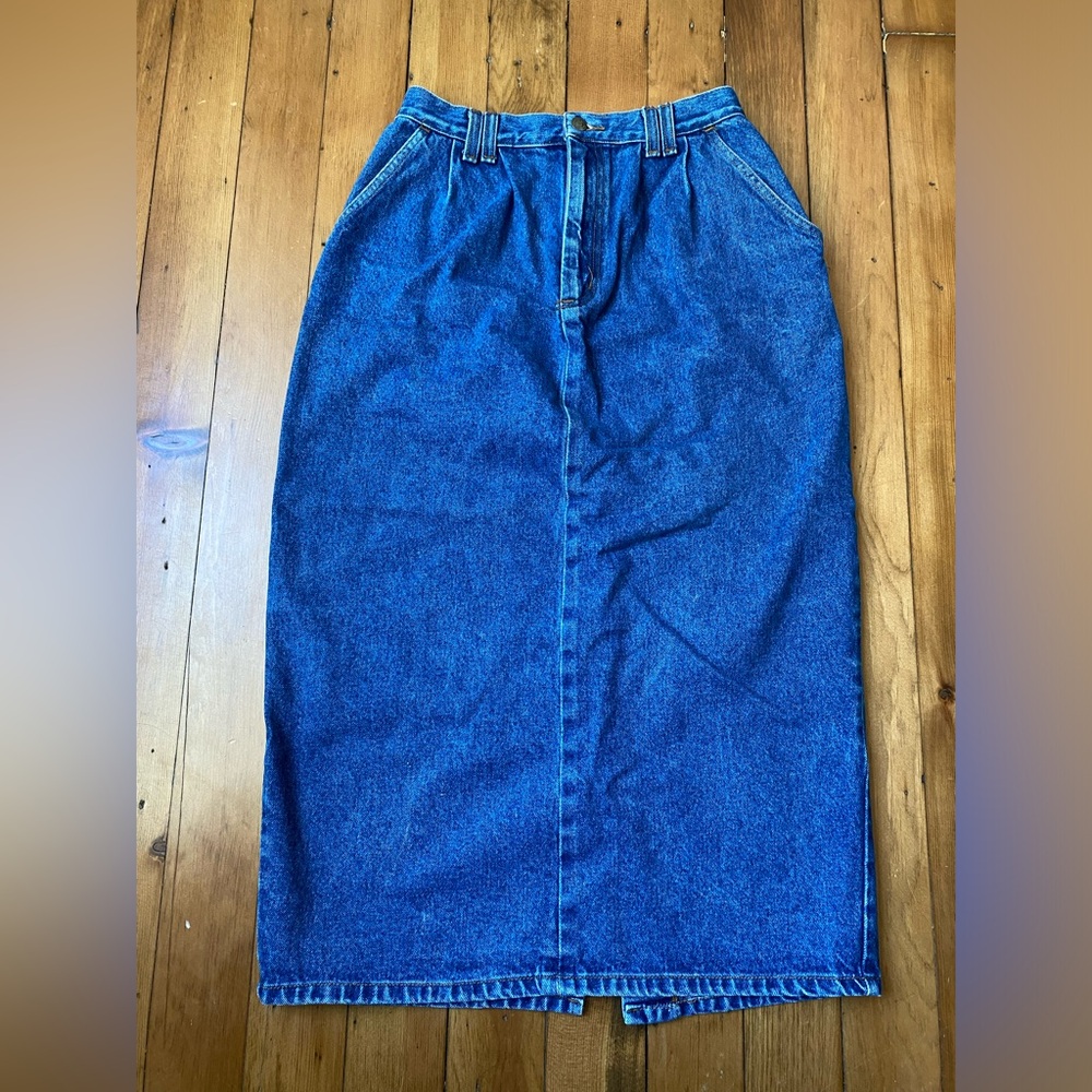 Vintage Denim Below the Knee Skirt